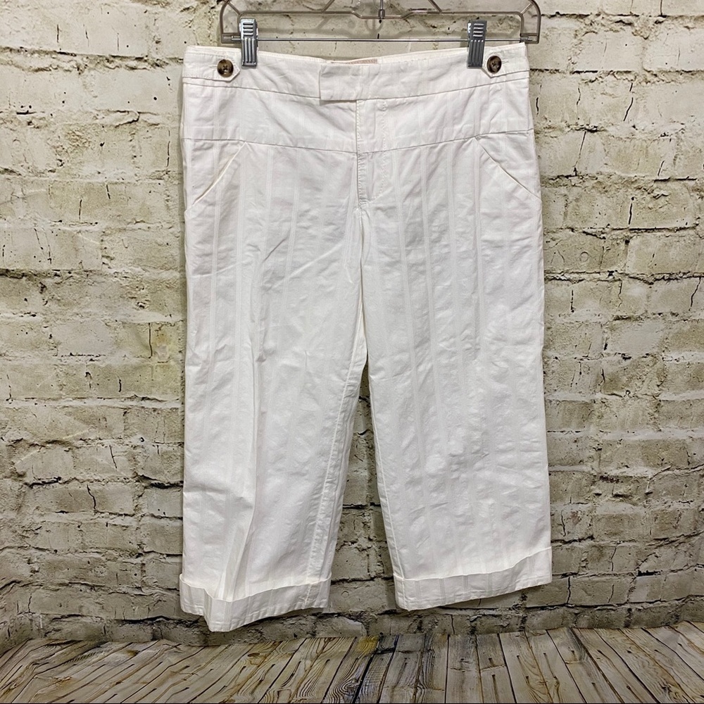 Cidra Anthropologie White Cuffed Capris